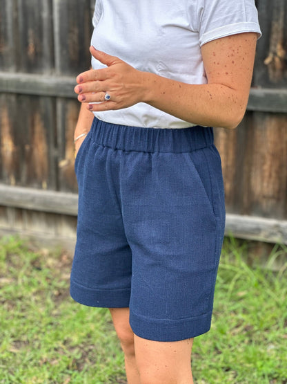 Marlo Womens High Waisted Everyday Shorts PDF Sewing Pattern - Atelier Mimito - Simplifi Fabric