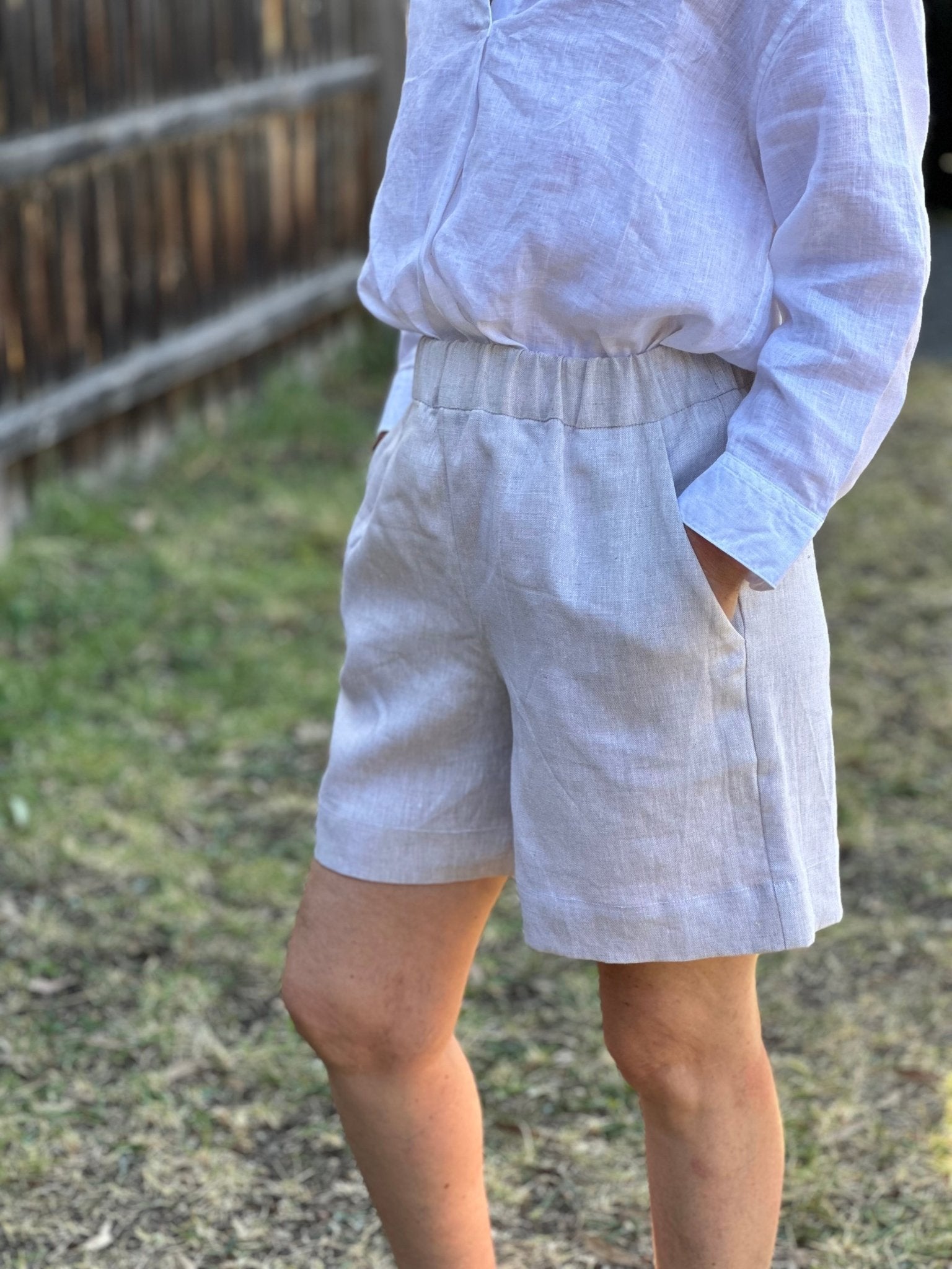 Marlo Womens High Waisted Everyday Shorts PDF Sewing Pattern - Atelier Mimito - Simplifi Fabric