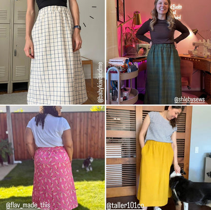 Marlo Womens High Waisted Everyday Skirt PDF Sewing Pattern - Atelier Mimito - Simplifi Fabric
