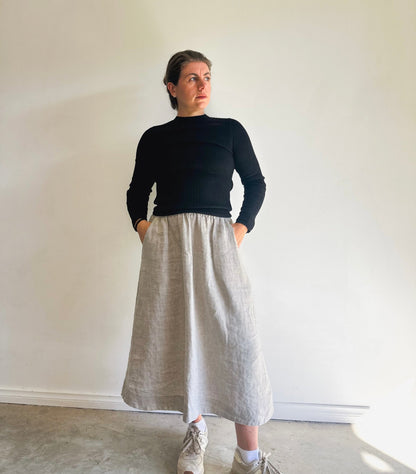 Marlo Womens High Waisted Everyday Skirt PDF Sewing Pattern - Atelier Mimito - Simplifi Fabric