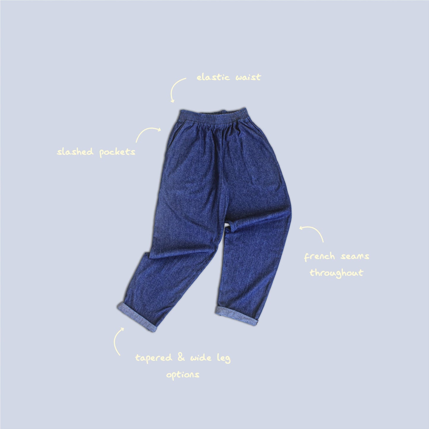 Marlo Womens High Waisted Everyday Trousers PDF Sewing Pattern - Atelier Mimito - Simplifi Fabric