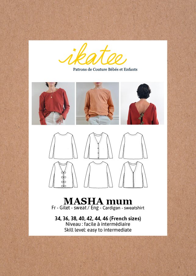 Masha Mum Cardigan & Sweater Sewing Pattern - Ladies 34/46 - Ikatee - Simplifi Fabric