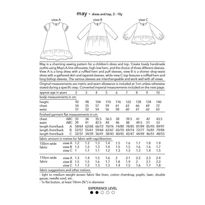 May Dress and Top Sewing Pattern - Children's sizes 2-10 years - Dhurata Davies - Simplifi Fabric