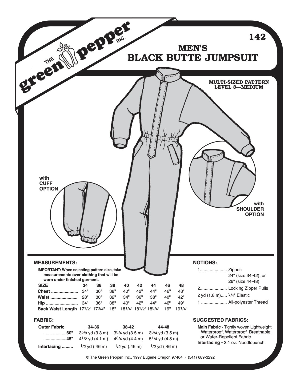 Men’s Black Butte Jumpsuit Pattern - 142 - The Green Pepper Patterns - Simplifi Fabric