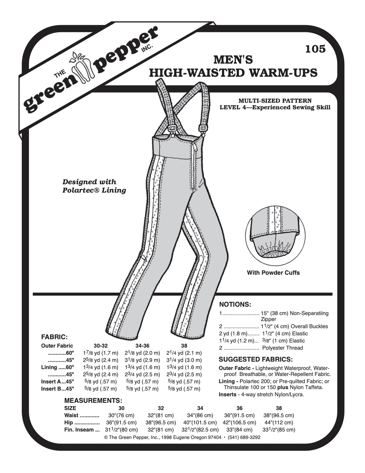 Men’s High Waisted Warm - up Pattern - 105 - The Green Pepper Patterns - Simplifi Fabric