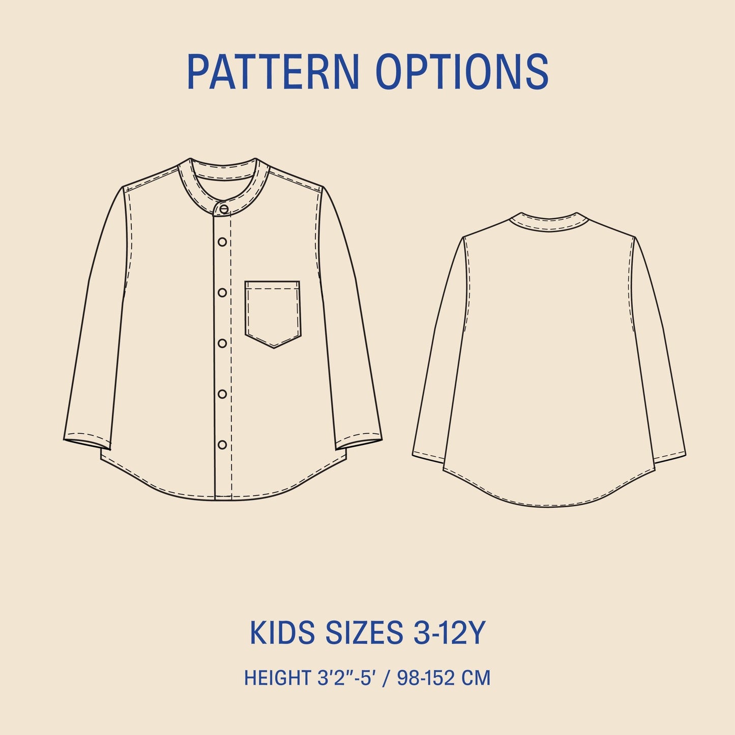 Mini Jensen Shirt Kids' Paper Pattern - Wardrobe by Me - Simplifi Fabric