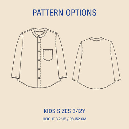 Mini Jensen Shirt Kids' Paper Pattern - Wardrobe by Me - Simplifi Fabric