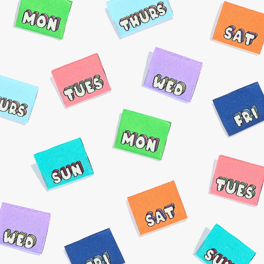 "MON 2 SUN" Woven Label Pack - Kylie And The Machine - Simplifi Fabric