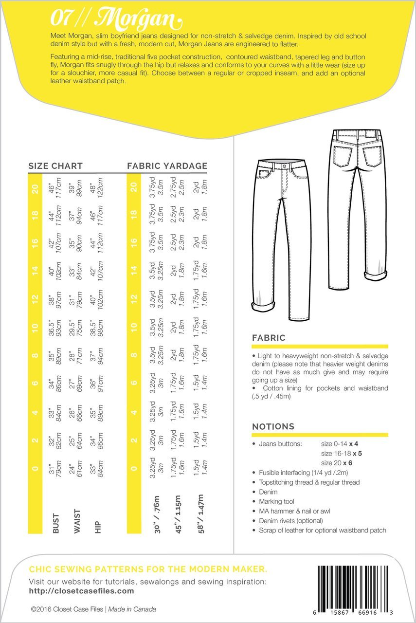 Morgan Boyfriend Jeans Pattern - Closet Core Patterns - Simplifi Fabric