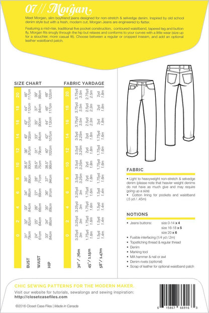 Morgan Boyfriend Jeans Pattern - Closet Core Patterns - Simplifi Fabric