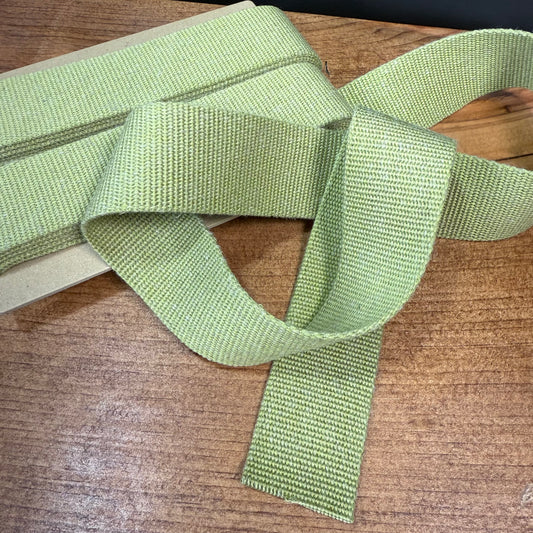 38mm Linen Blend Marble Webbing - Japanese Import - Moss Green (sold per meter)