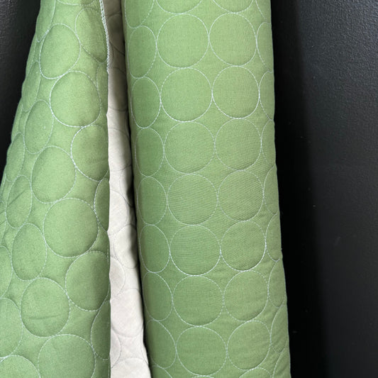 Circle Stitch Quilted - Japanese Import - Moss Green/Gray