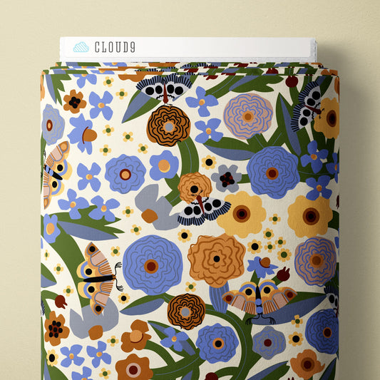 Moth Garden - Firefly Moon - Leah Duncan - Cloud 9 Fabrics - Poplin - Simplifi Fabric