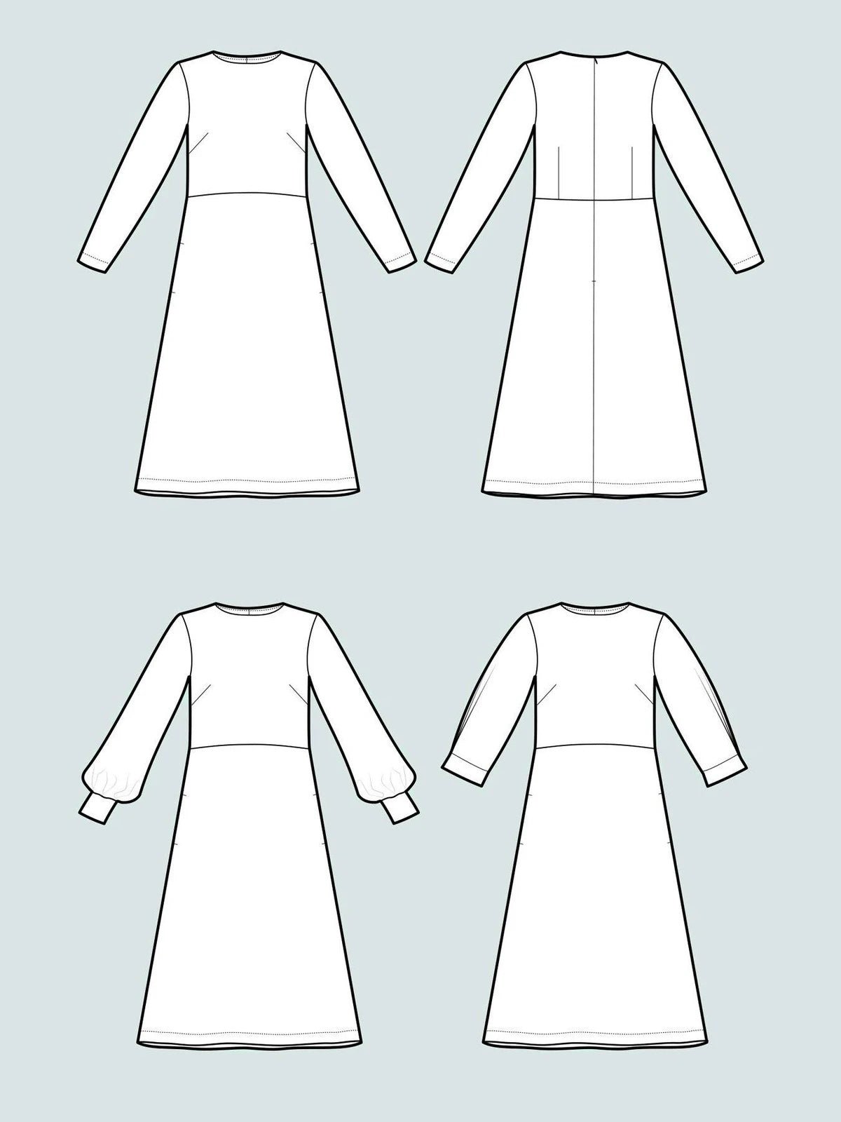 Multi - Sleeve Midi Dress Pattern - The Assembly Line - Simplifi Fabric