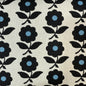 Flowers Cotton-Linen Canvas - Japanese Import - Natural/Dusty Blue/Black