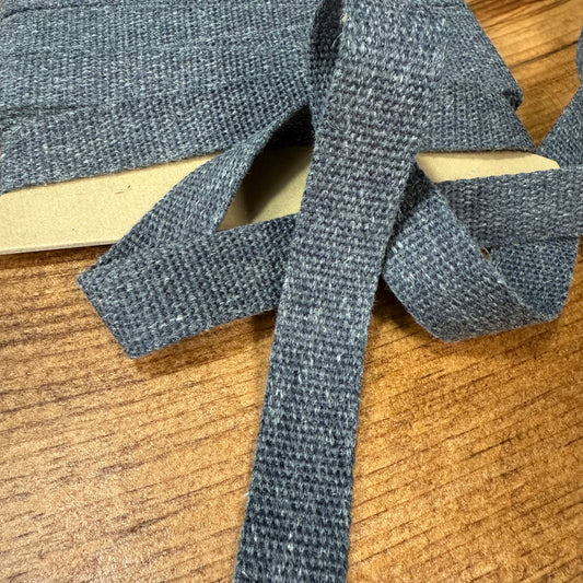 20mm Linen Blend Marble Webbing - Japanese Import - Navy (sold per meter)
