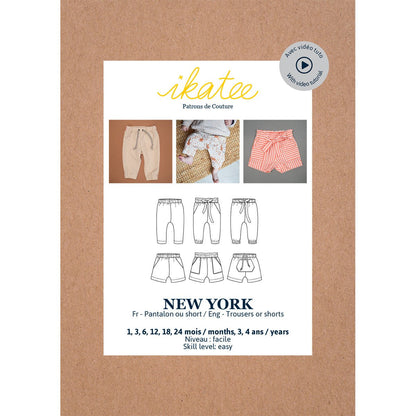 New York Trousers or Shorts Sewing Pattern - Baby 1M/4Y - Ikatee - Simplifi Fabric