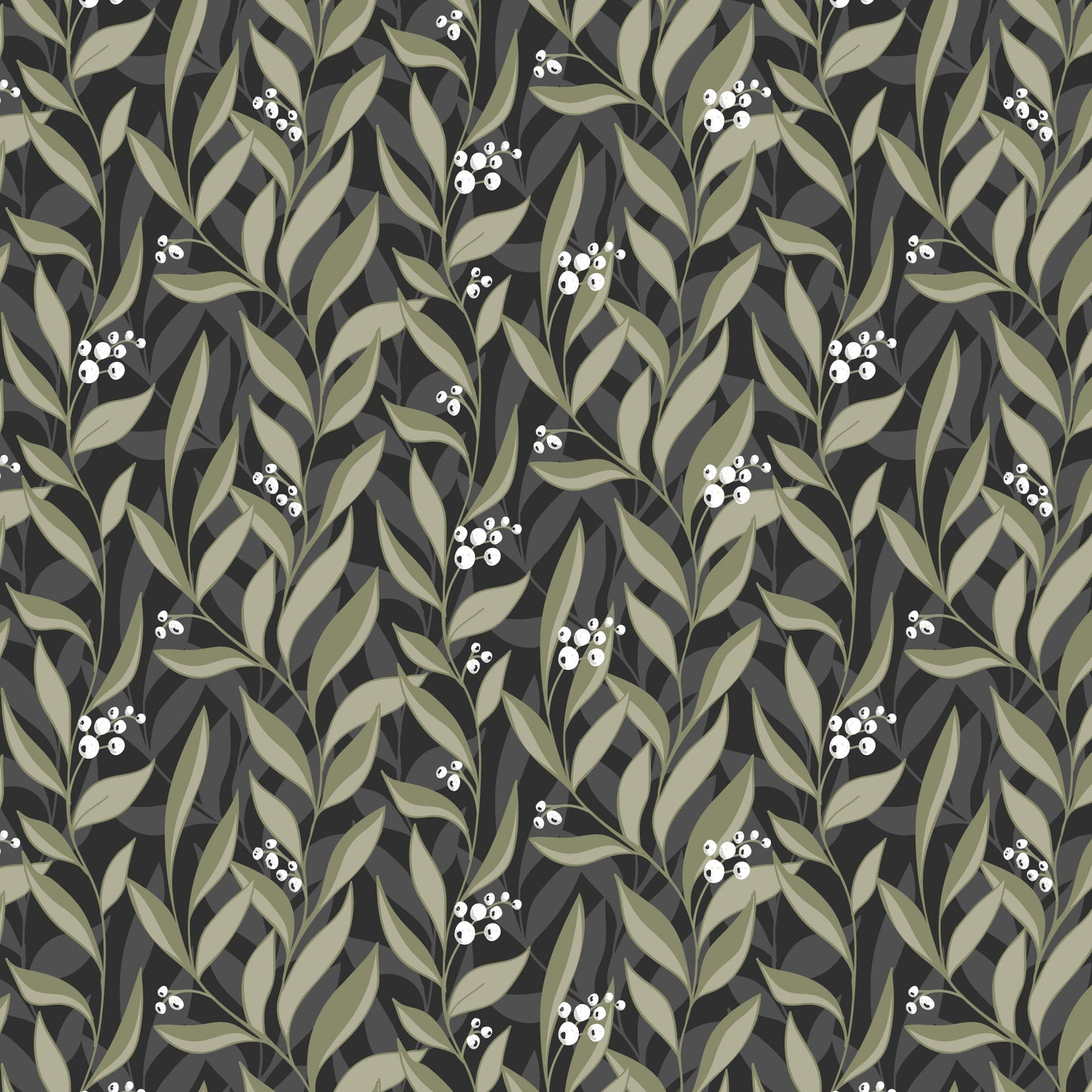Nightvine - Ebony/Moss - Twilight Reverie - Lisee Ree Designs - Cloud 9 Fabrics - Poplin - Simplifi Fabric