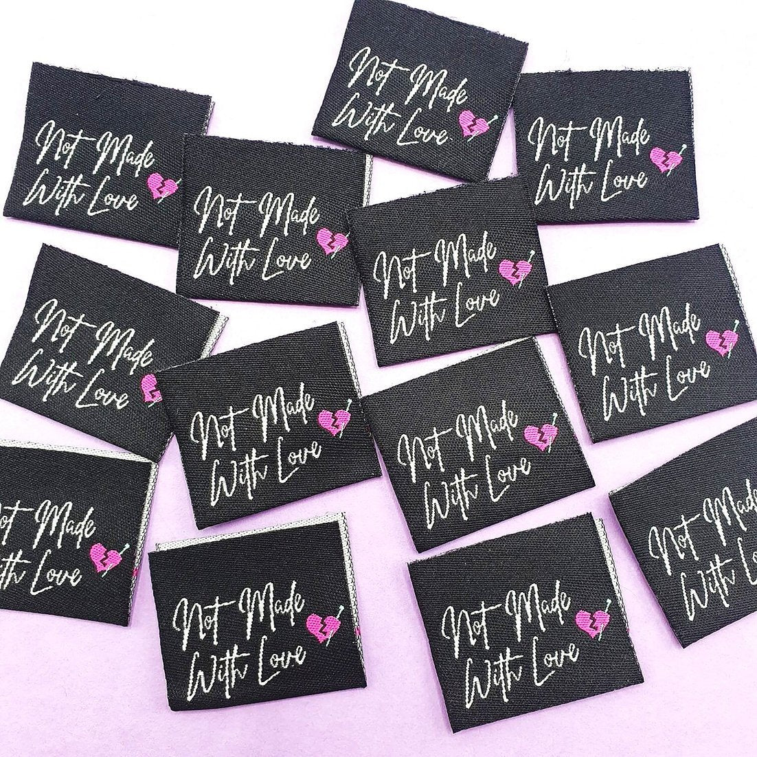 "NOT MADE WITH LOVE" Woven Label Pack - Sew Anonymous - Simplifi Fabric