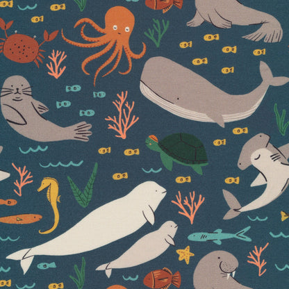 Ocean Life - Wild Things - Betsy Siber - Cloud 9 Fabrics - Poplin - Simplifi Fabric