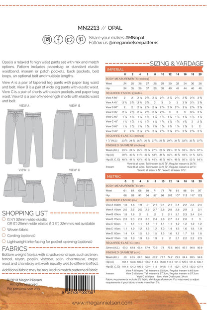 Opal Pants & Shorts - Megan Nielsen Patterns - Sewing Pattern - Simplifi Fabric