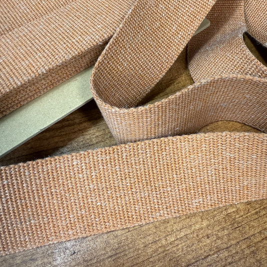 38mm Linen Blend Marble Webbing - Japanese Import - Orange (sold per meter)