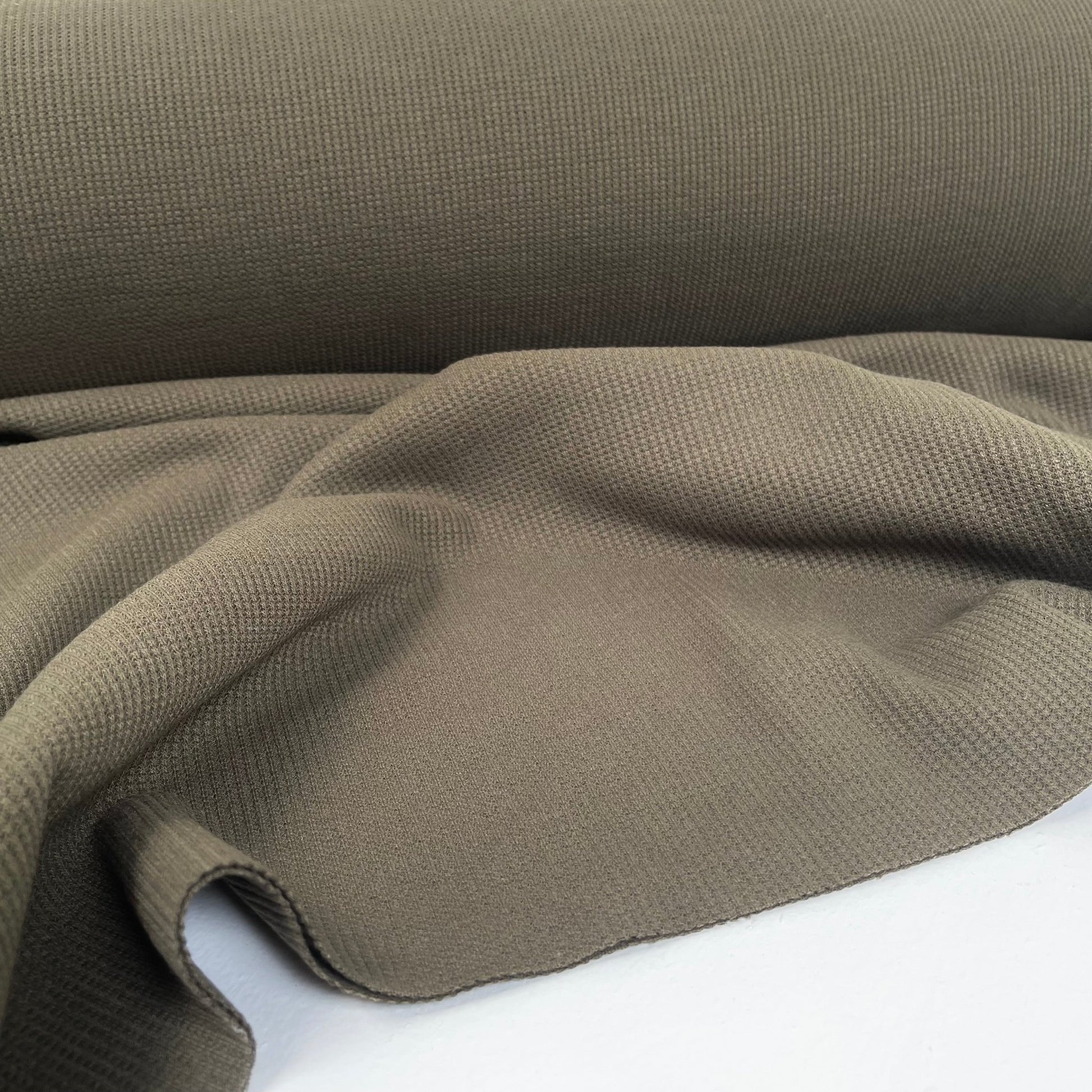 Organic Cotton Waffle / Thermal 200gsm - Military Green 12 - Simplifi Fabric