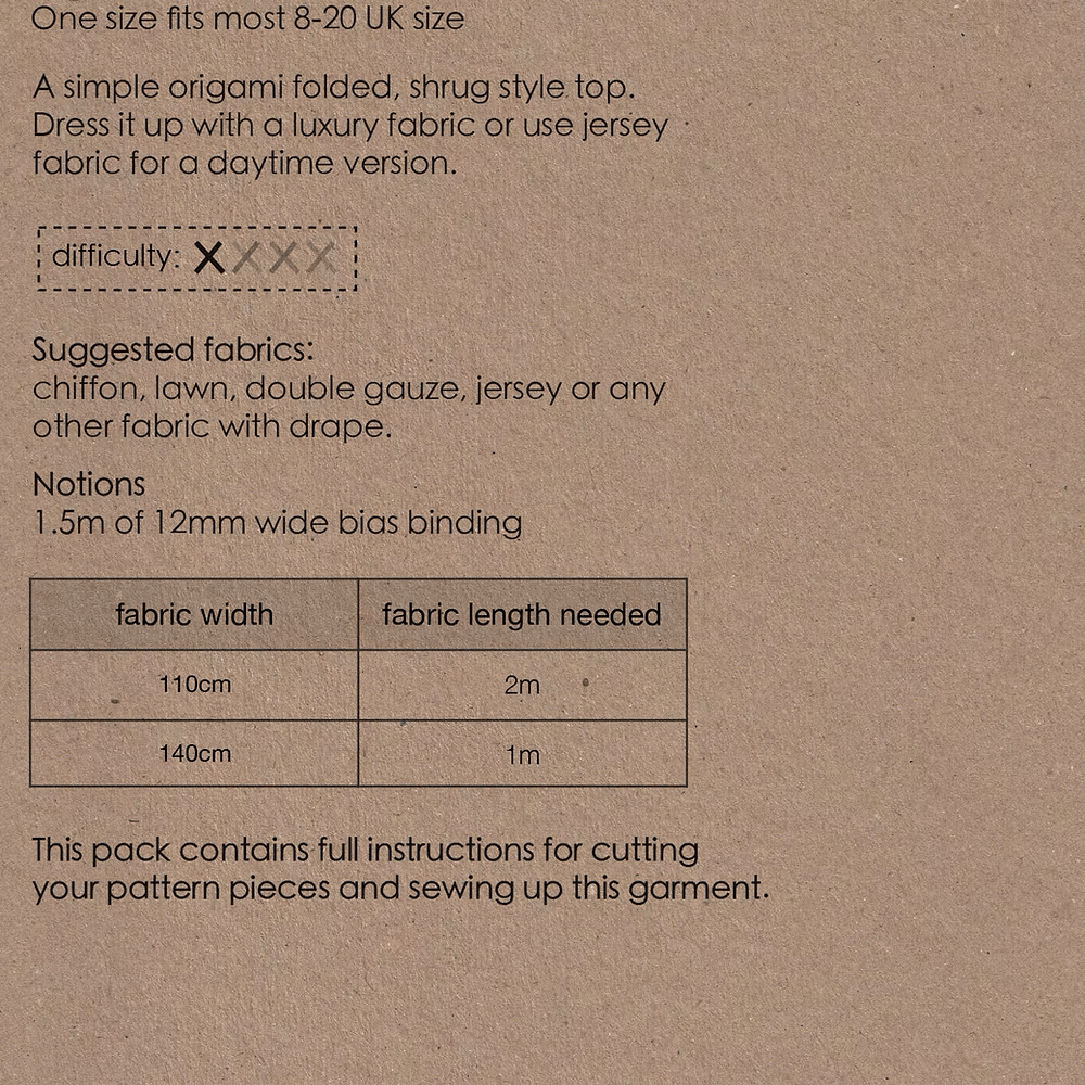 Origami Shrug Paper Pattern - Two Stitches Patterns - Simplifi Fabric