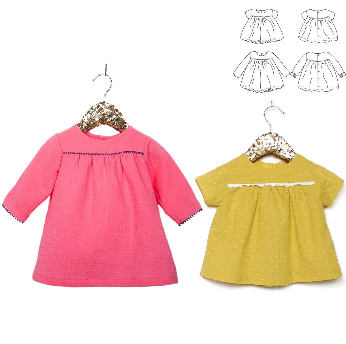 Oslo Blouse & Dress Sewing Pattern - Baby Girl 6M/4Y - Ikatee - Simplifi Fabric