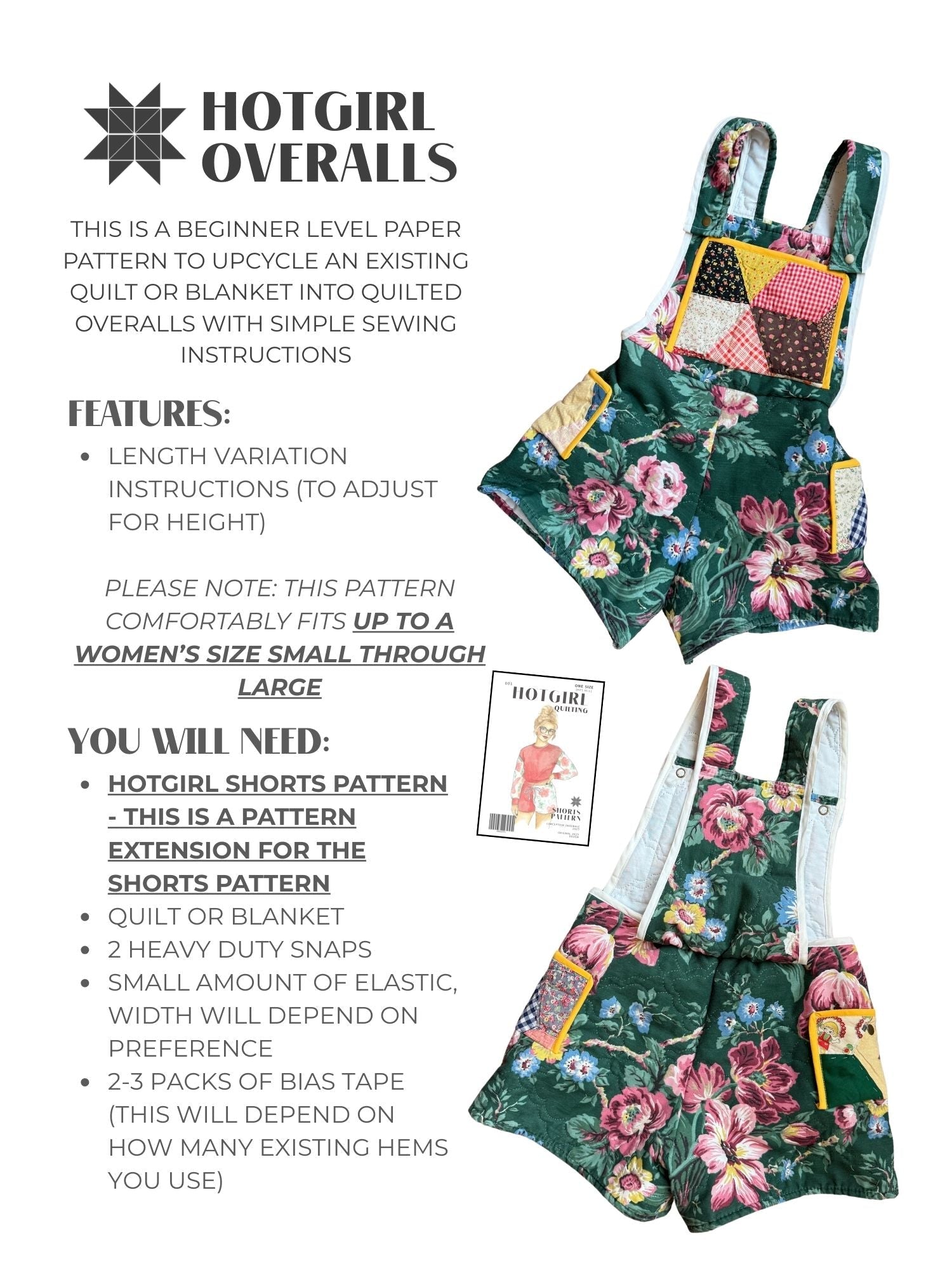 Overalls (Extension) - Paper Pattern - Hot Girl Quilting - Simplifi Fabric