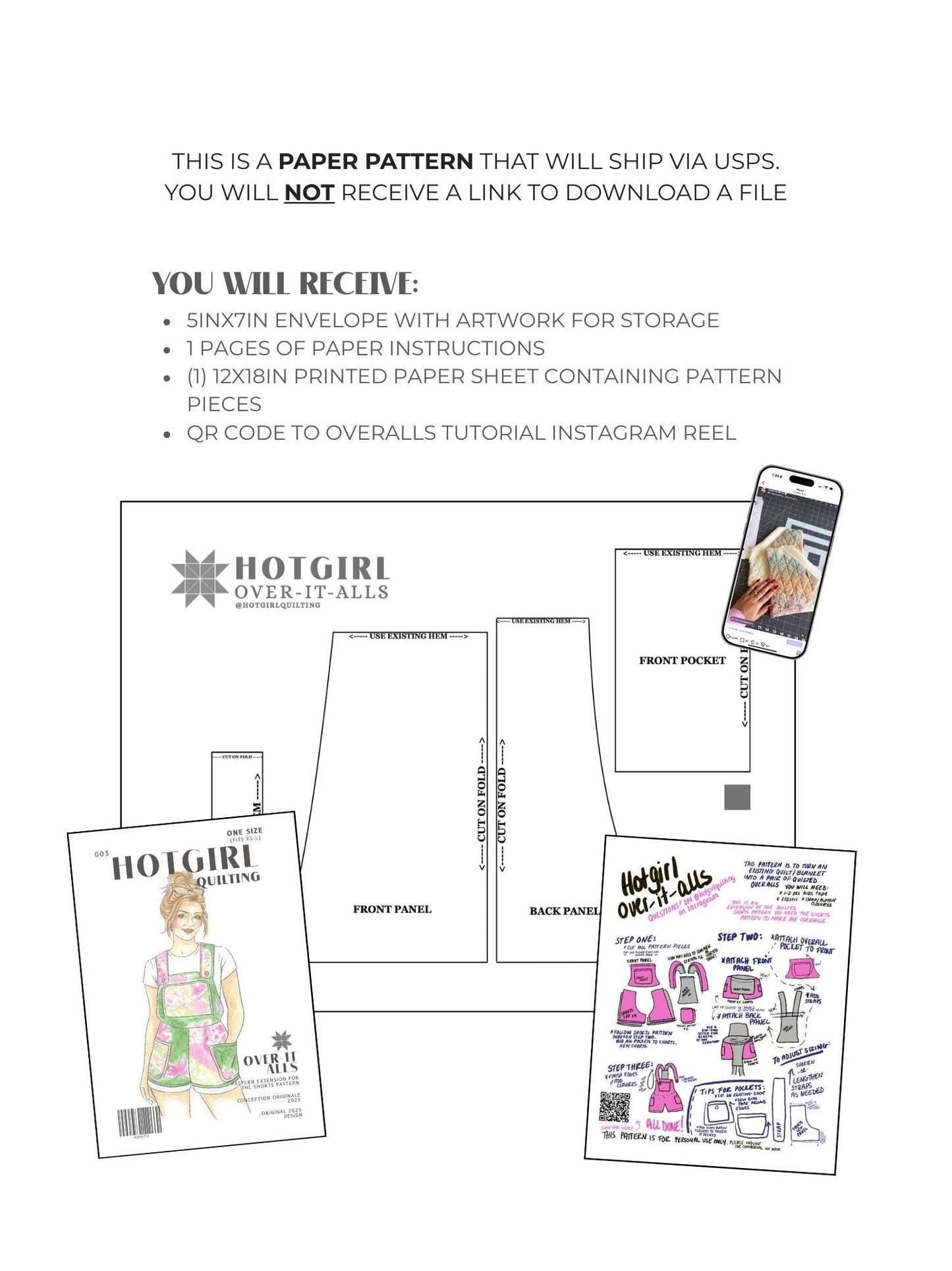 Overalls (Extension) - Paper Pattern - Hot Girl Quilting - Simplifi Fabric