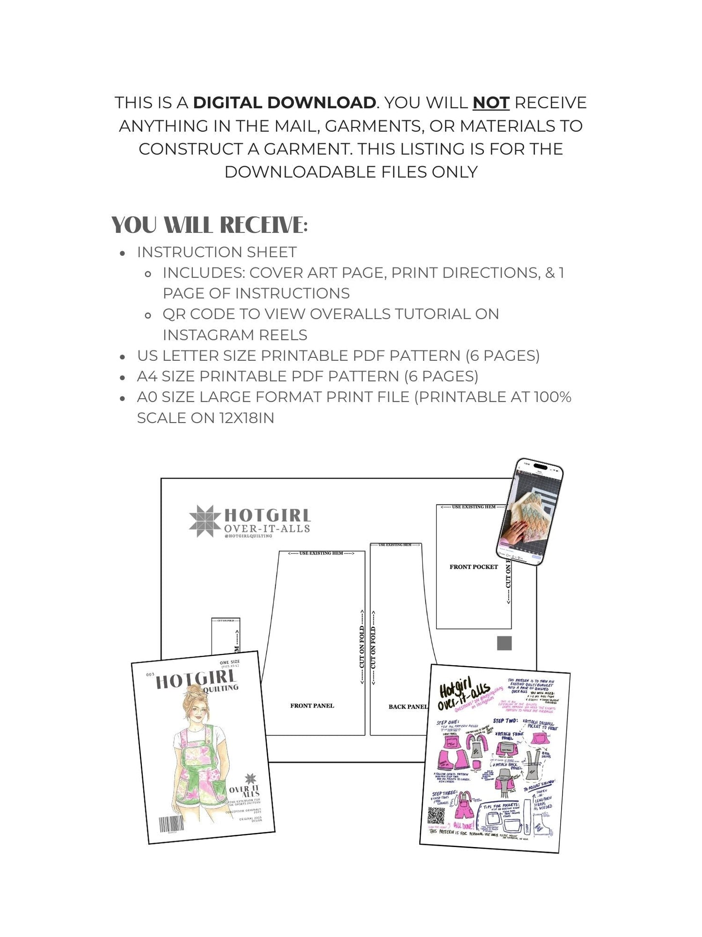 Overalls (Extension) - PDF Pattern - Hot Girl Quilting - Simplifi Fabric