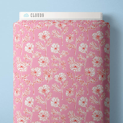 Painted Poppies - Pink/Red - Nice Nice - Emily Taylor - Cloud 9 Fabrics - Poplin - Simplifi Fabric