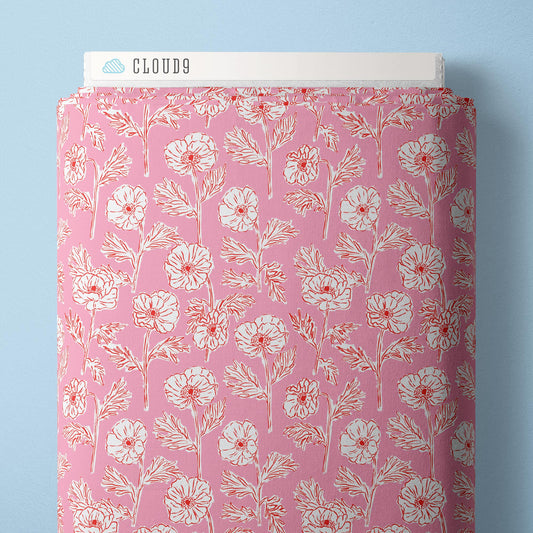 Painted Poppies - Pink/Red - Nice Nice - Emily Taylor - Cloud 9 Fabrics - Poplin - Simplifi Fabric