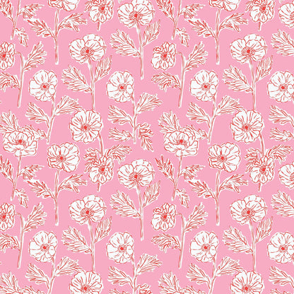 Painted Poppies - Pink/Red - Nice Nice - Emily Taylor - Cloud 9 Fabrics - Poplin - Simplifi Fabric