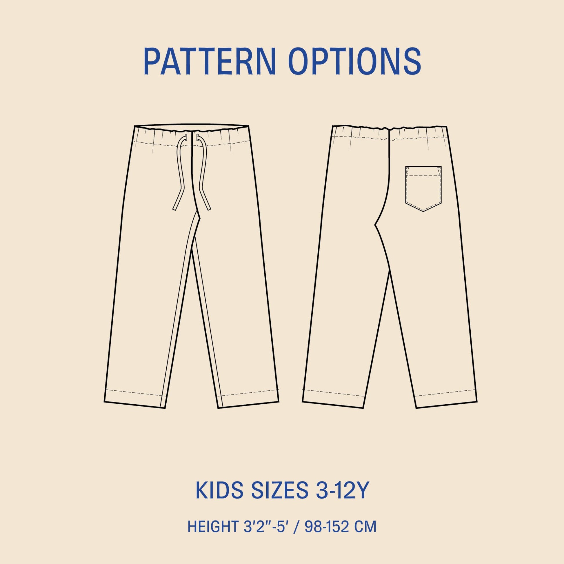 Pajama Pants Kids' Paper Pattern - Wardrobe by Me - Simplifi Fabric