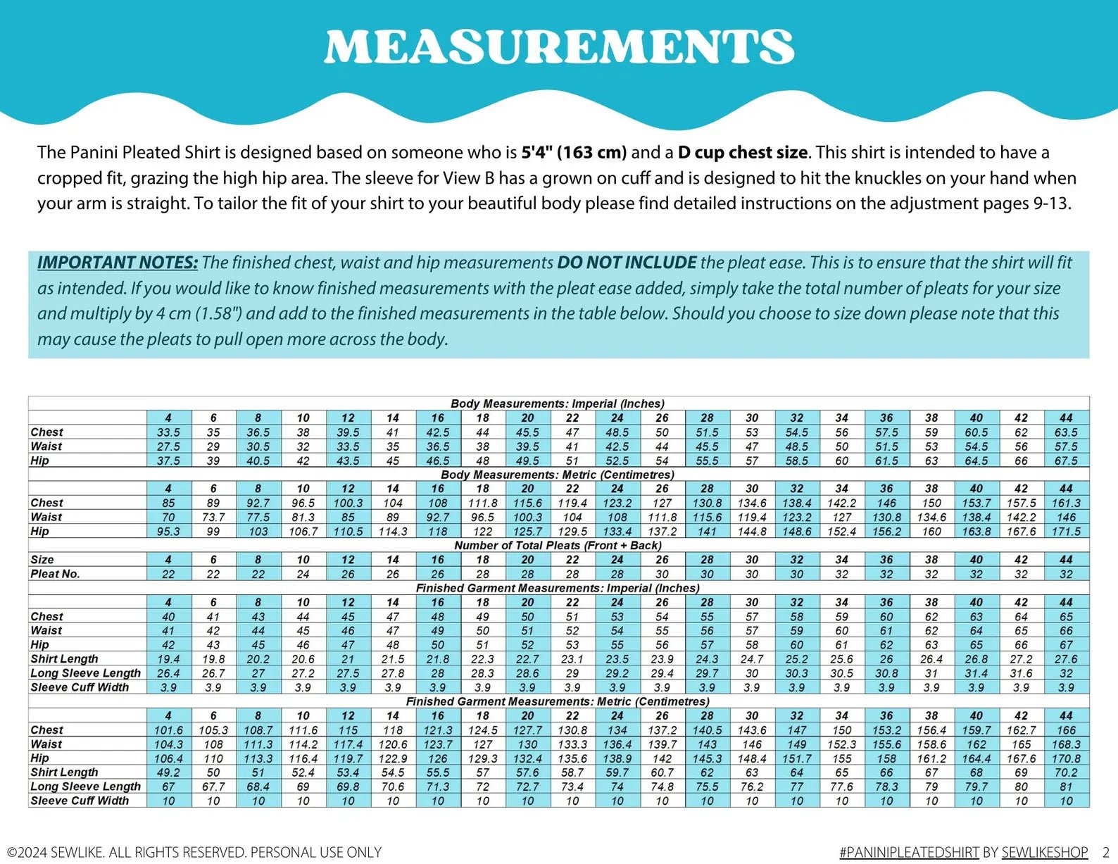 Panini Pleated Shirt PDF Sewing Pattern - Sew Like Shop - Simplifi Fabric