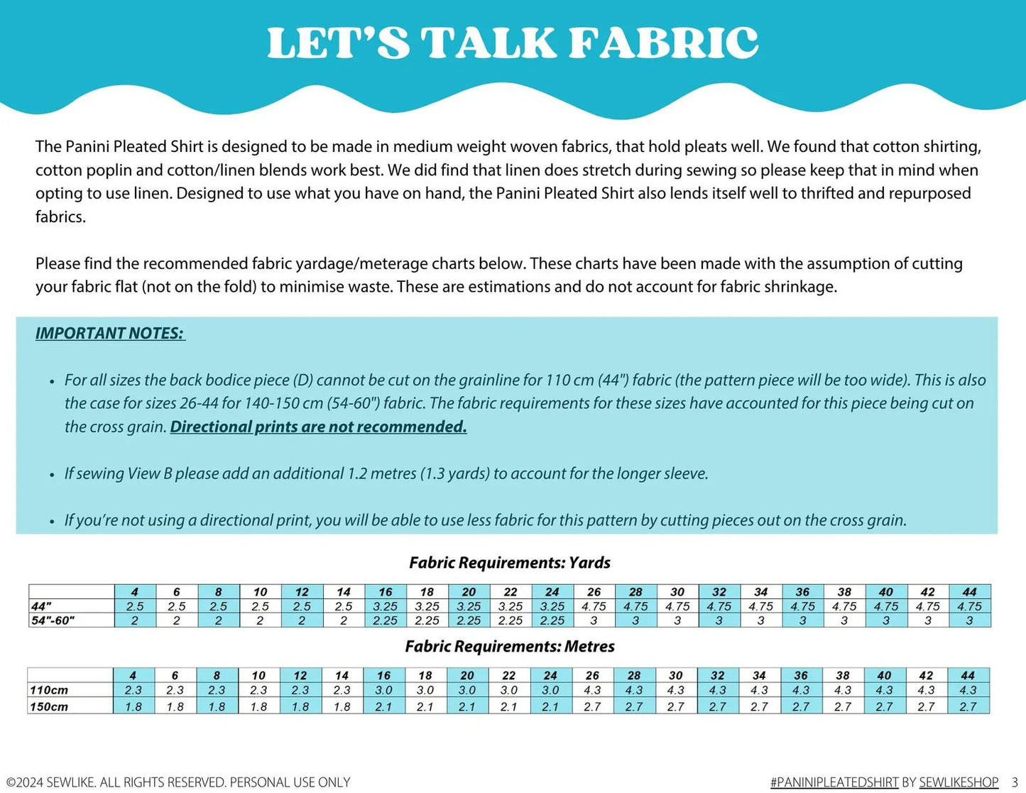 Panini Pleated Shirt PDF Sewing Pattern - Sew Like Shop - Simplifi Fabric