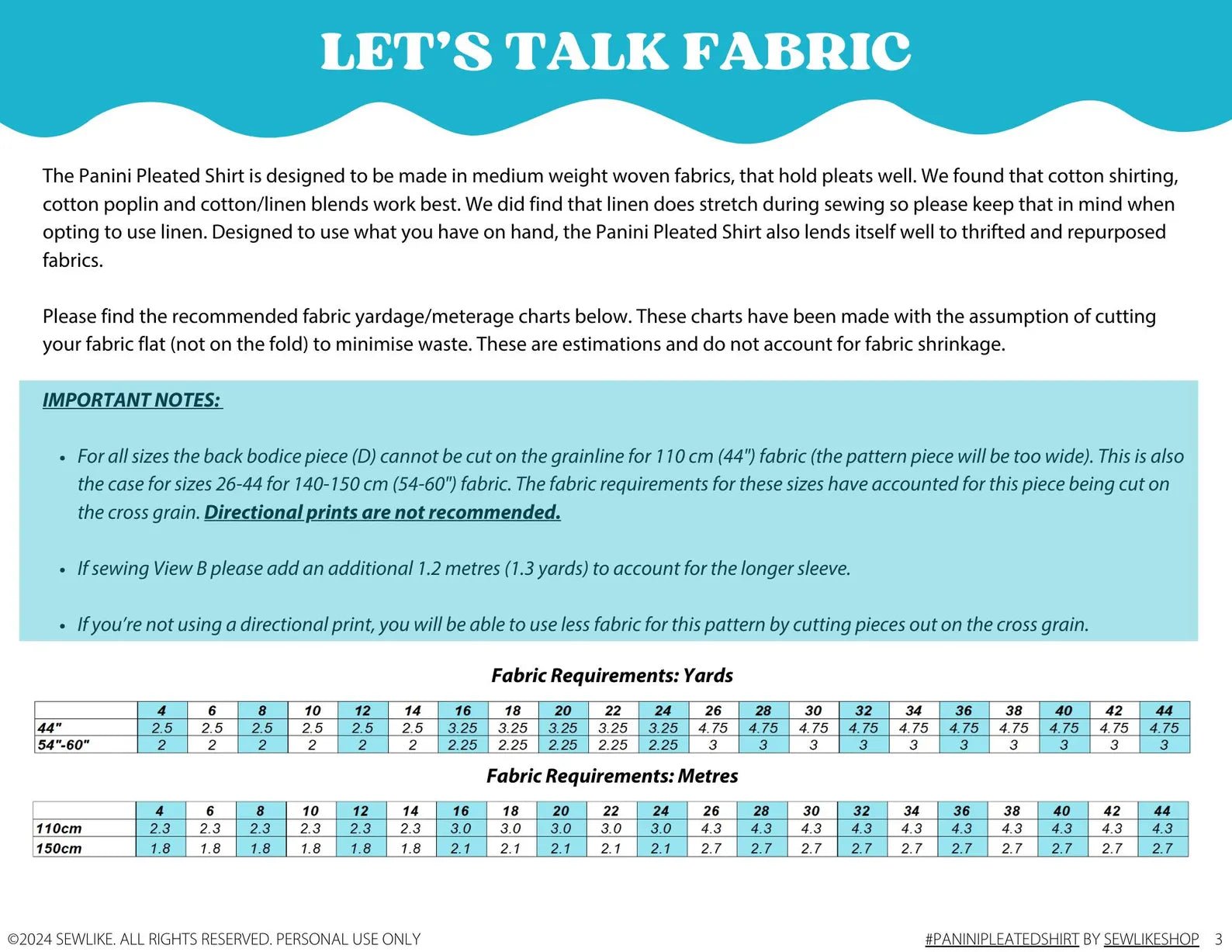 Panini Pleated Shirt PDF Sewing Pattern - Sew Like Shop - Simplifi Fabric