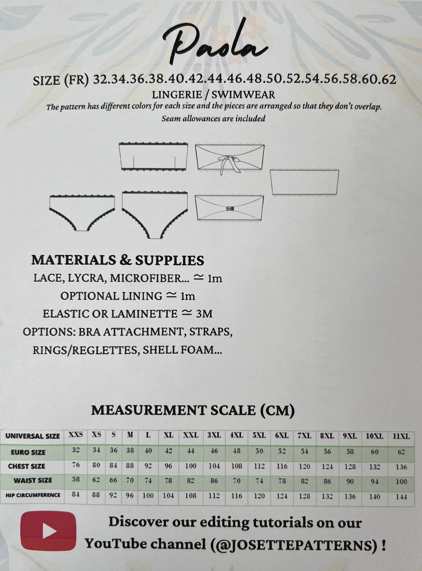 Paola - Womens Swimsuit / Lingerie - Josette Patterns