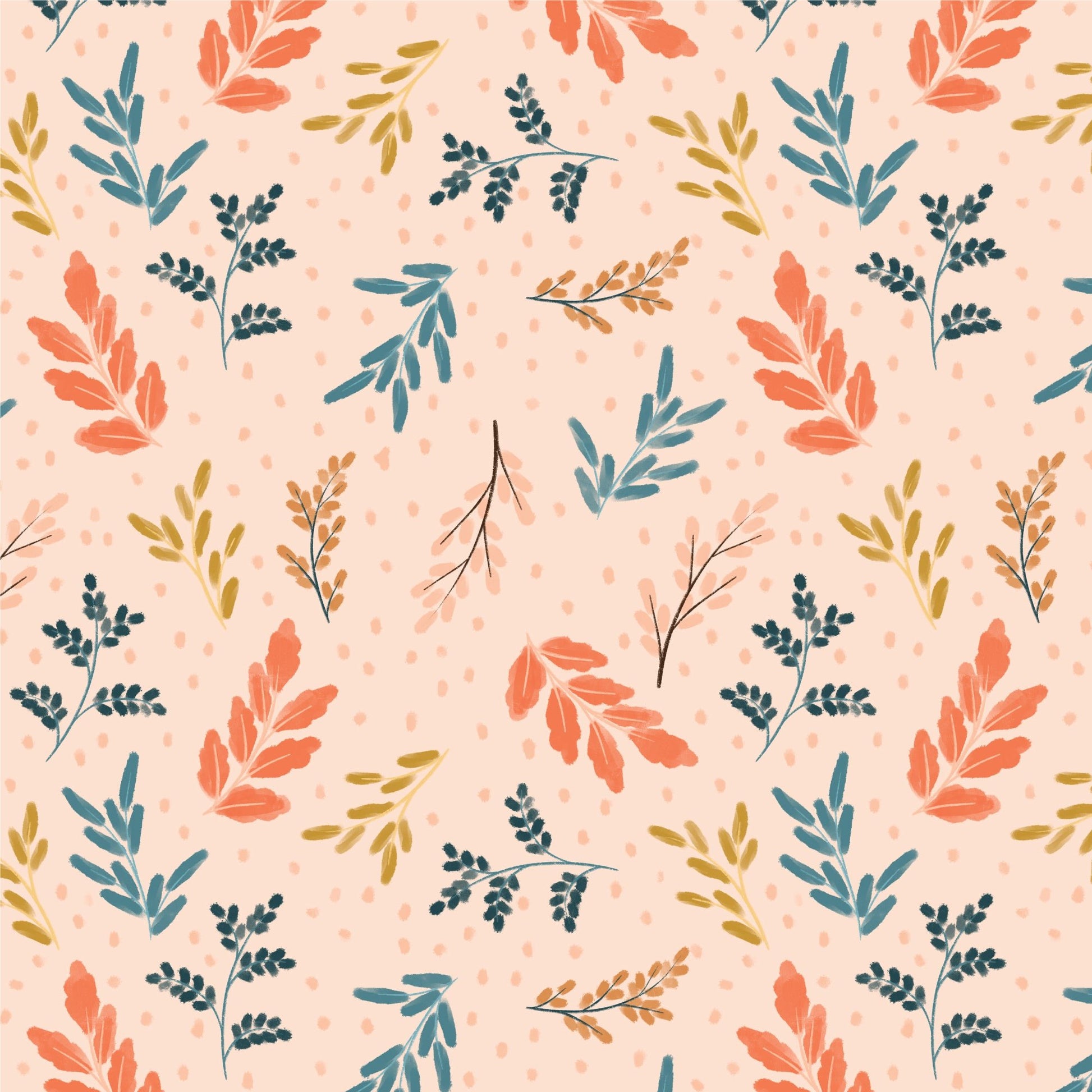 Pastel Branches - Pink - Woodland Creatures - Dominika Godette - Cloud 9 Fabrics - Poplin - Simplifi Fabric