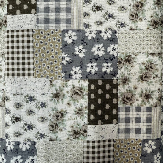 Patchwork Cotton-Linen Canvas - Japanese Import - Earth/Grey Tones