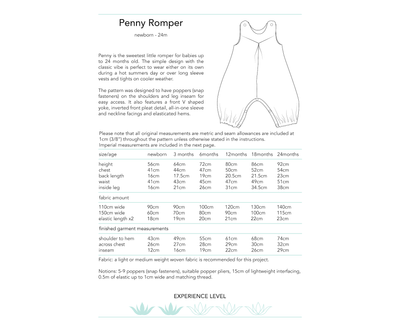 Penny Romper (0 - 24m) Baby + Toddler Sewing Pattern - Dhurata Davies - Simplifi Fabric