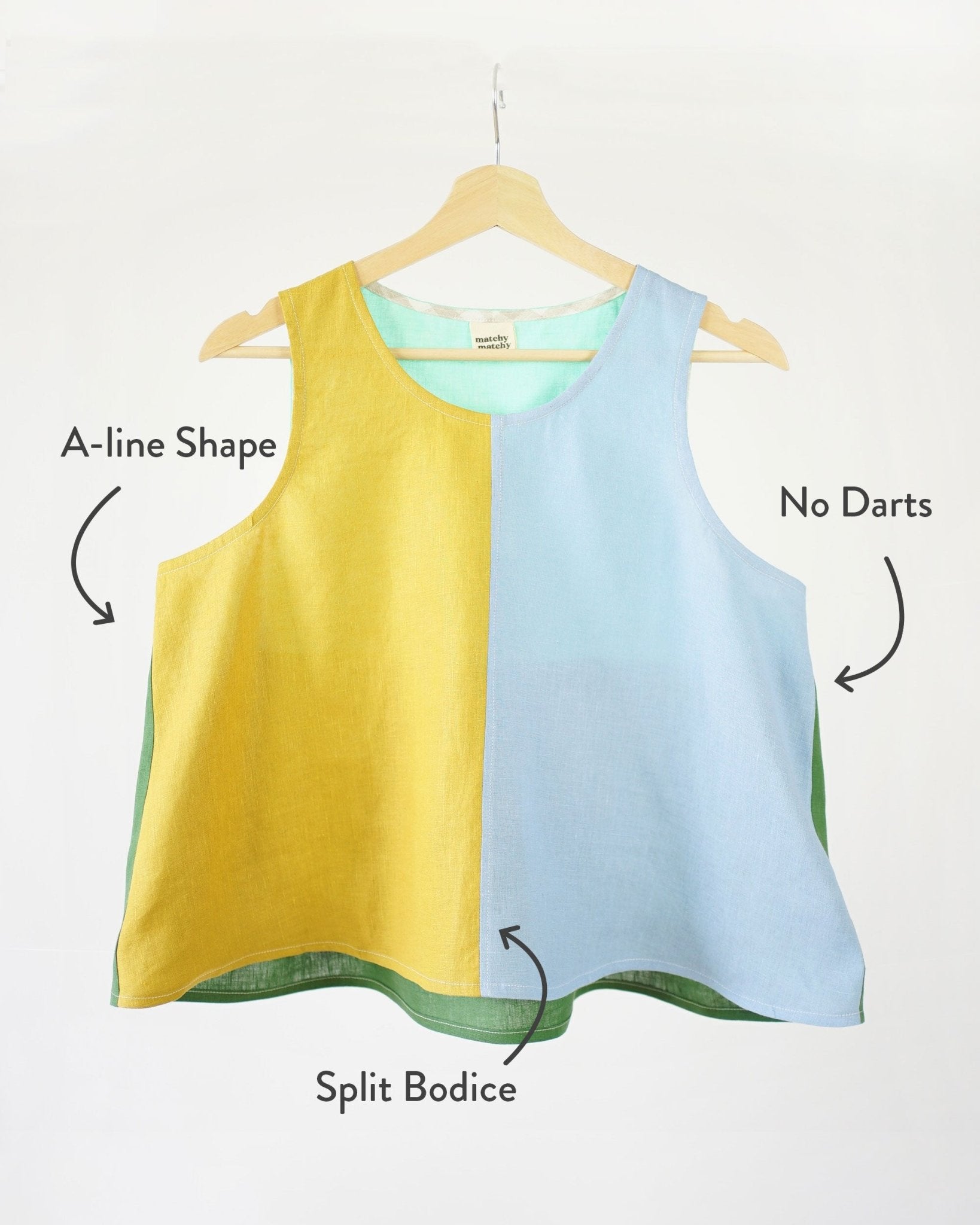 Peplum Split Tank PDF Pattern - Matchy Matchy Sewing Club - Simplifi Fabric