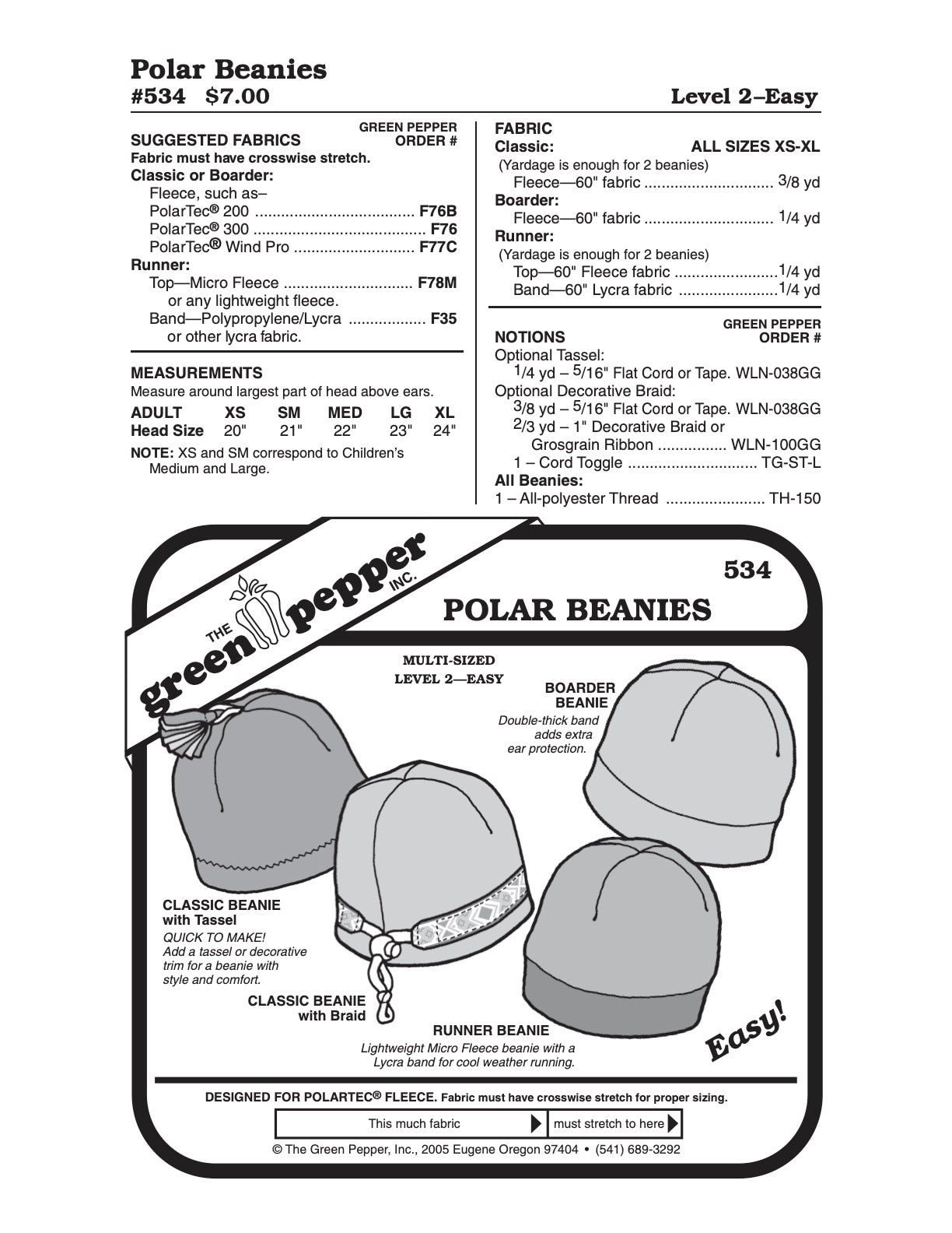 Polar Beanies Pattern - 534 - The Green Pepper Patterns - Simplifi Fabric