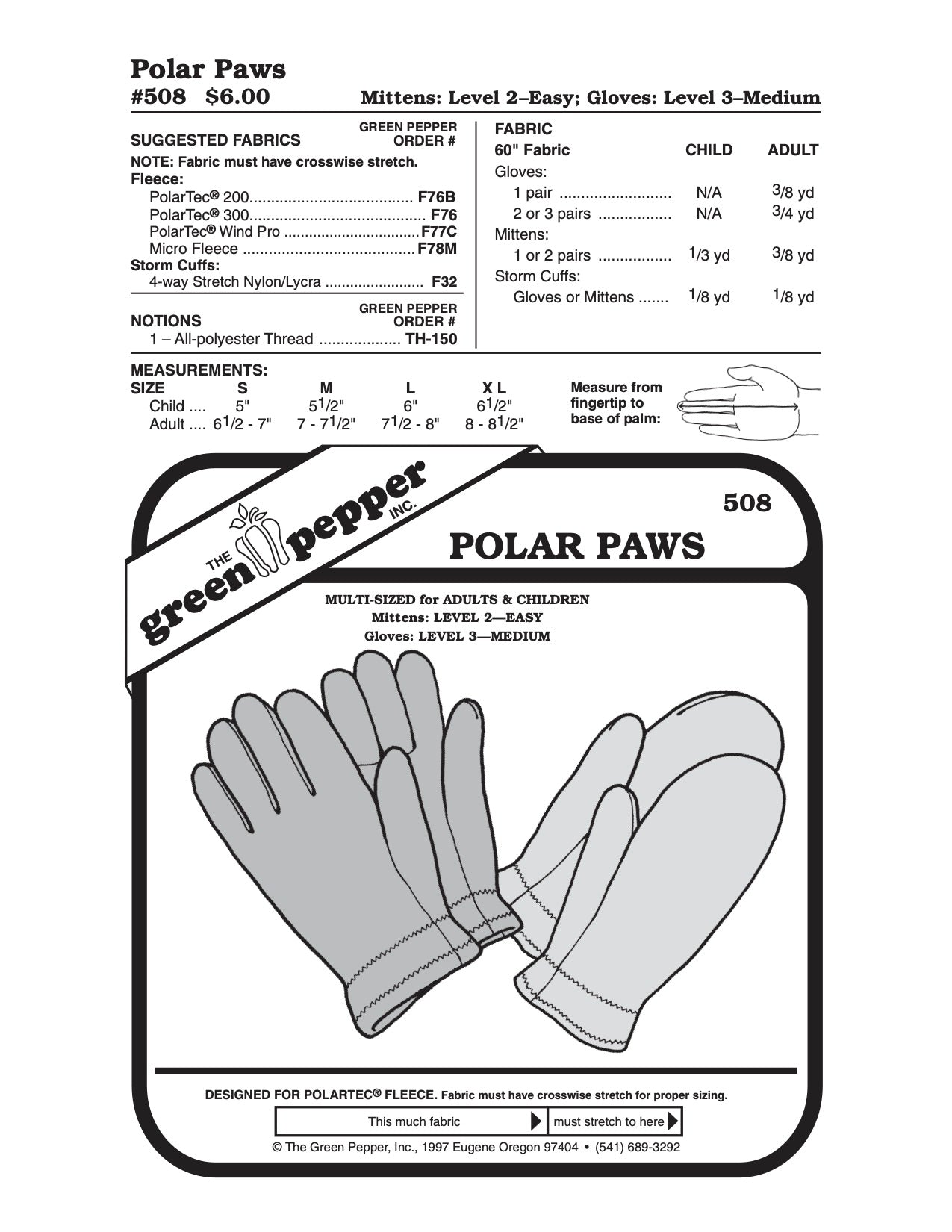 Polar Paws Pattern - 508 - The Green Pepper Patterns - Simplifi Fabric