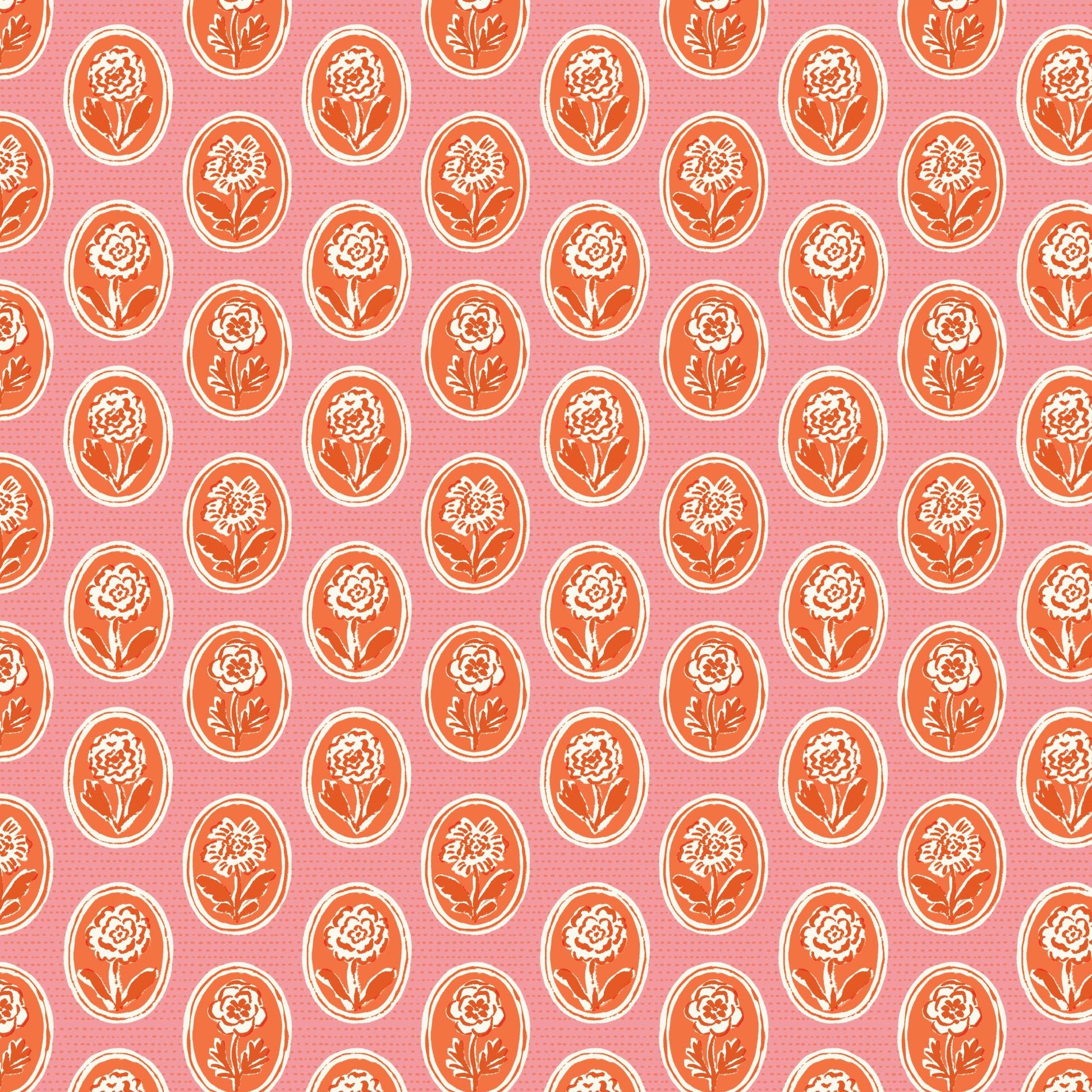 Pressed Flowers - Pink/Orange - Happy Homestead - Samantha Johnson - Cloud 9 Fabrics - Poplin - Simplifi Fabric