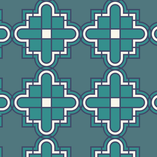 Prism 27980 - Teal - Wright Prisms - Frank Lloyd Wright - Cloud 9 Fabrics - Barkcloth - Simplifi Fabric