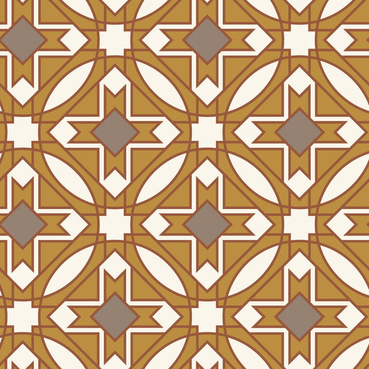Prism 27989 - Mustard/Brown - Wright Prisms - Frank Lloyd Wright - Cloud 9 Fabrics - Barkcloth - Simplifi Fabric