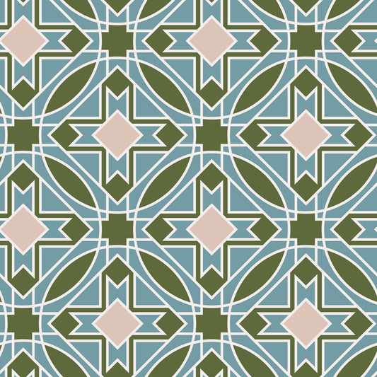 Prism 27989 - Olive/Blue - Wright Prisms - Frank Lloyd Wright - Cloud 9 Fabrics - Barkcloth - Simplifi Fabric